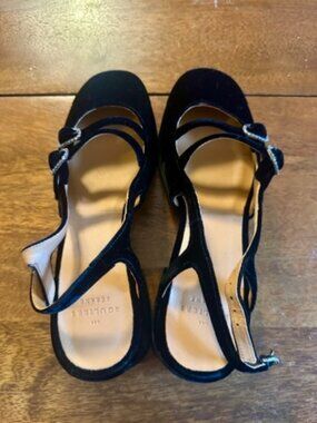 Sezane Paula Babies Black Velvet With Rhinestones - Size 8